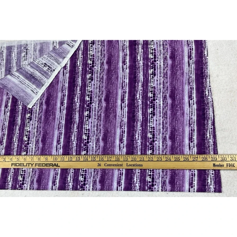 Fall Fabric Bundle Lot of 7 Pieces Purple Magenta Floral Stripes Quilting